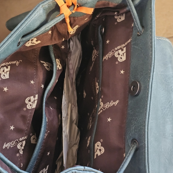 Montana West Studded Blue Backpack Purse & Wallet main image 5
